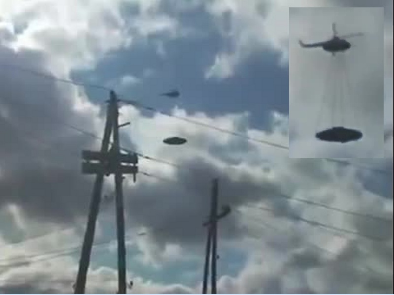 Hubschrauber transportiert UFO